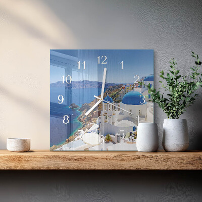 Horloge carrée en verre Santorin