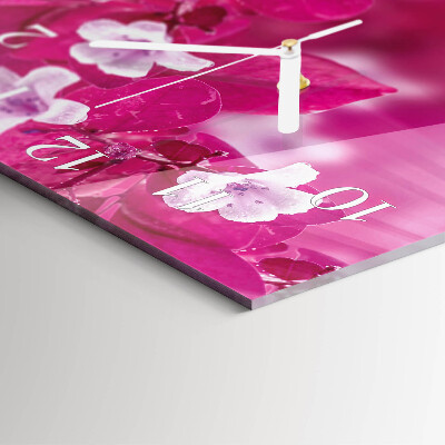 Horloge carrée en verre Fleurs