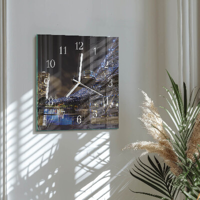 Horloge carrée en verre Nuit