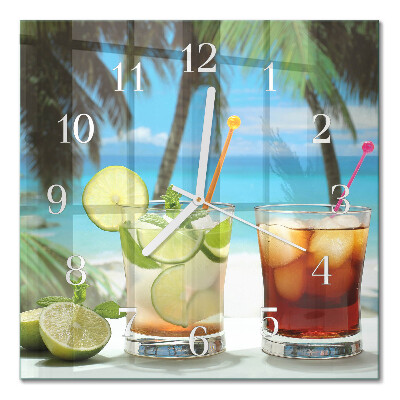 Horloge carrée en verre Cocktail