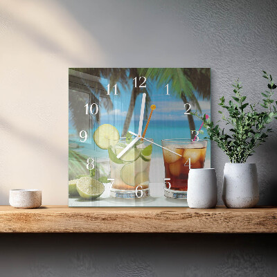 Horloge carrée en verre Cocktail