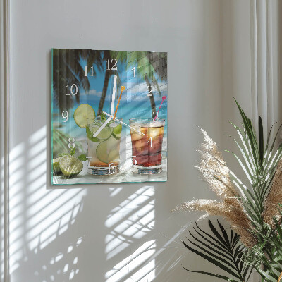 Horloge carrée en verre Cocktail