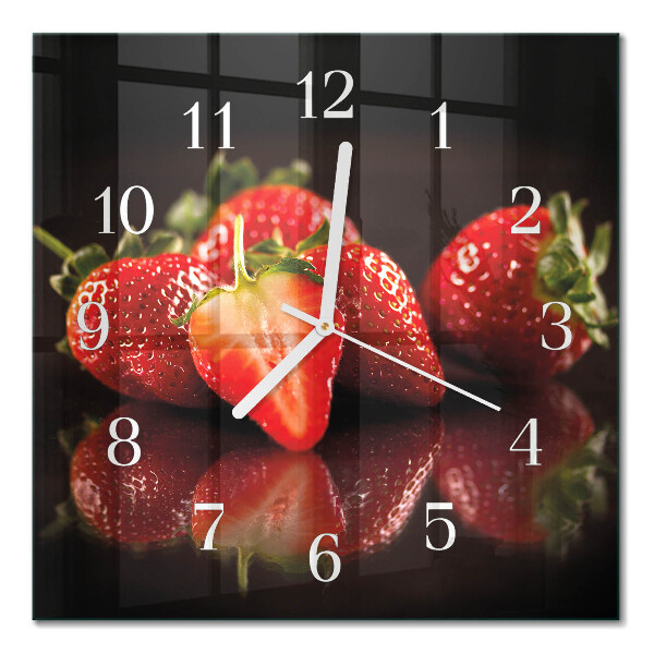 Horloge carrée en verre Fraises