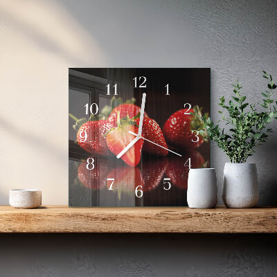 Horloge carrée en verre Fraises