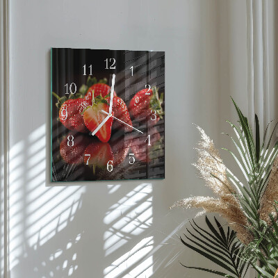 Horloge carrée en verre Fraises