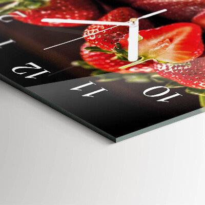 Horloge carrée en verre Fraises