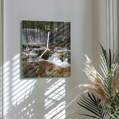 Horloge carrée en verre Chutes d'eau