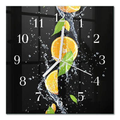 Horloge carrée en verre Oranges