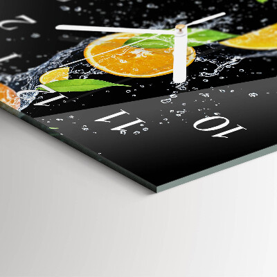 Horloge carrée en verre Oranges