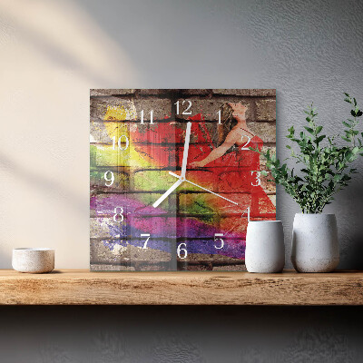 Horloge carrée en verre Brique