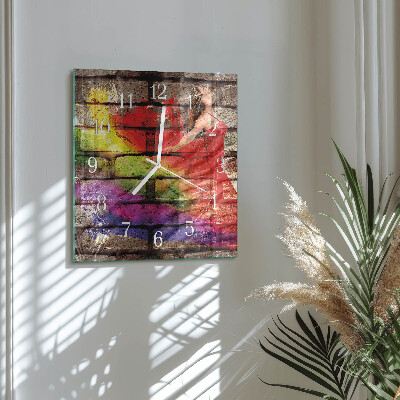 Horloge carrée en verre Brique