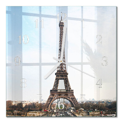 Horloge carrée en verre Tour eiffel