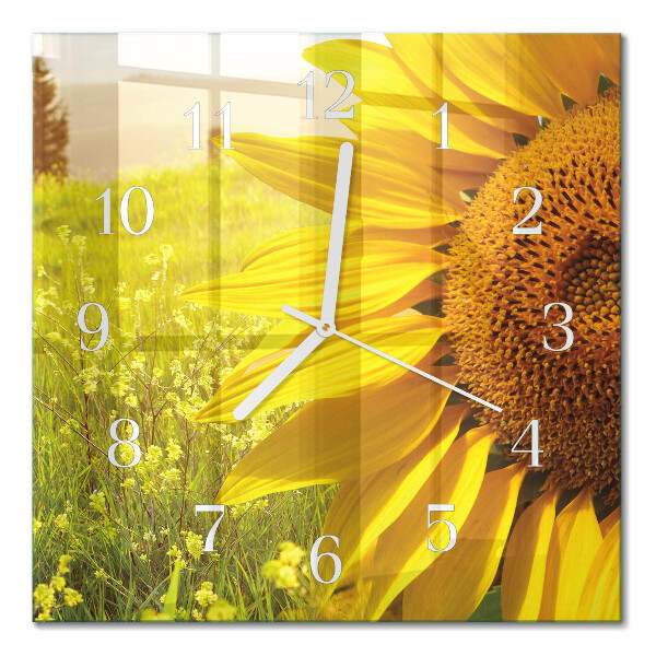 Horloge carrée en verre Tournesol