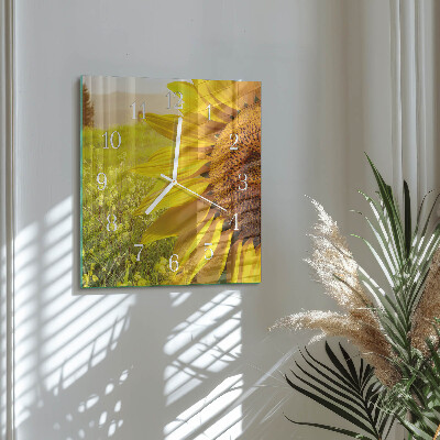Horloge carrée en verre Tournesol