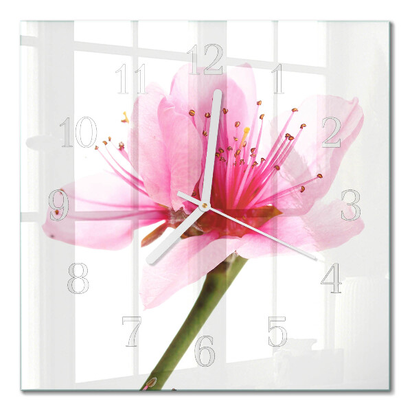 Horloge carrée en verre Fleur