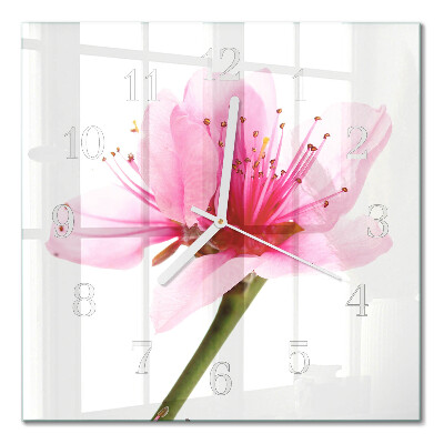 Horloge carrée en verre Fleur