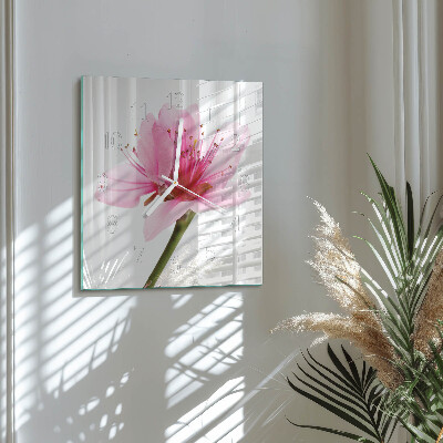 Horloge carrée en verre Fleur