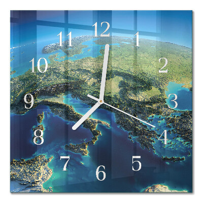 Horloge carrée en verre Terre