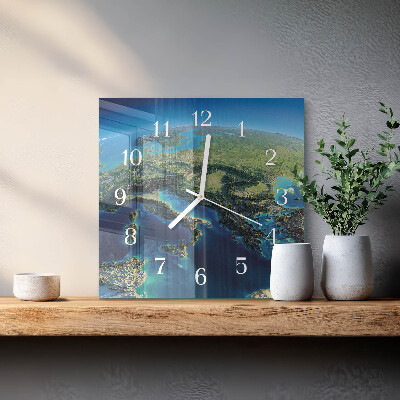 Horloge carrée en verre Terre