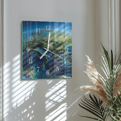 Horloge carrée en verre Terre
