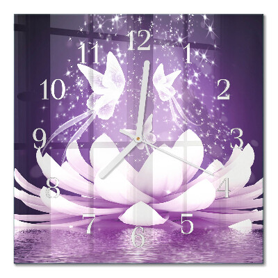 Horloge carrée en verre Fleur