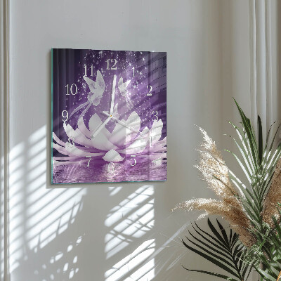 Horloge carrée en verre Fleur