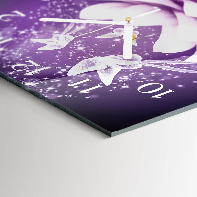 Horloge carrée en verre Fleur