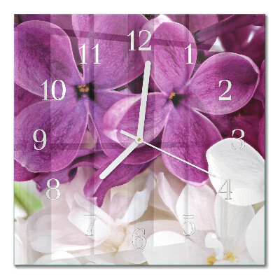 Horloge carrée en verre Fleurs