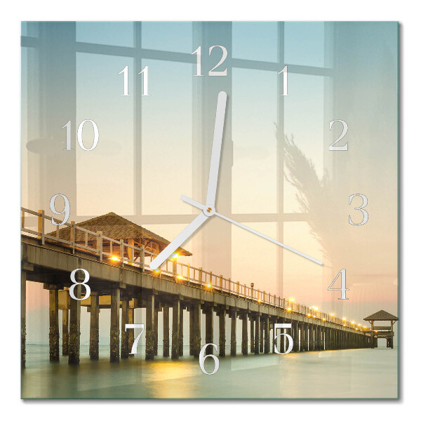 Horloge murale carrée Jetée en bois