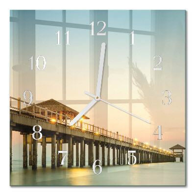 Horloge murale carrée Jetée en bois