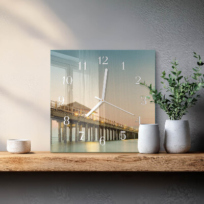 Horloge murale carrée Jetée en bois