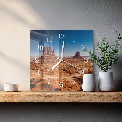 Horloge carrée en verre Désert
