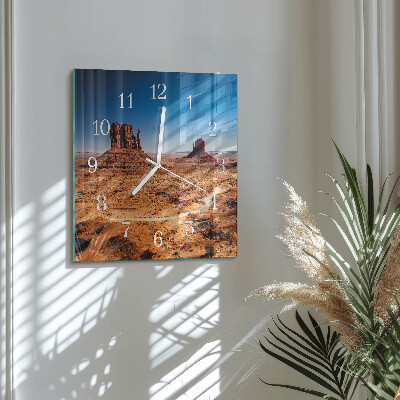 Horloge carrée en verre Désert