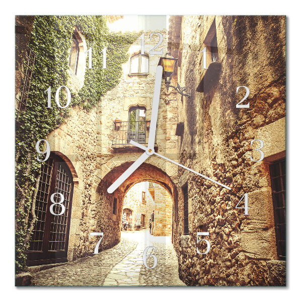 Horloge carrée en verre Rue