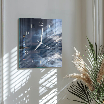 Horloge carrée en verre Phare
