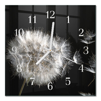 Horloge carrée en verre Pissenlit