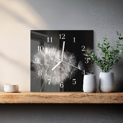 Horloge carrée en verre Pissenlit