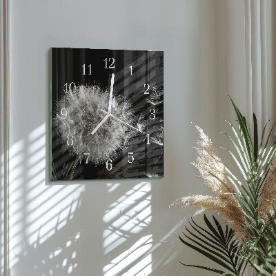 Horloge carrée en verre Pissenlit