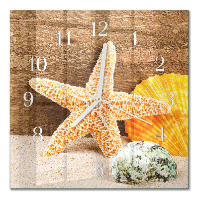Horloge carrée en verre Étoile de mer