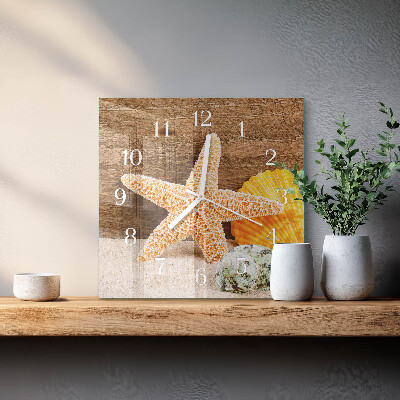 Horloge carrée en verre Étoile de mer