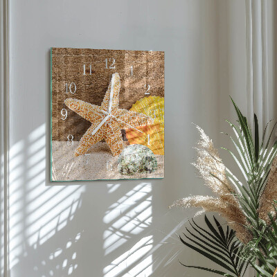 Horloge carrée en verre Étoile de mer