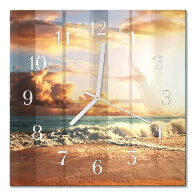 Horloge carrée en verre Côte de sable