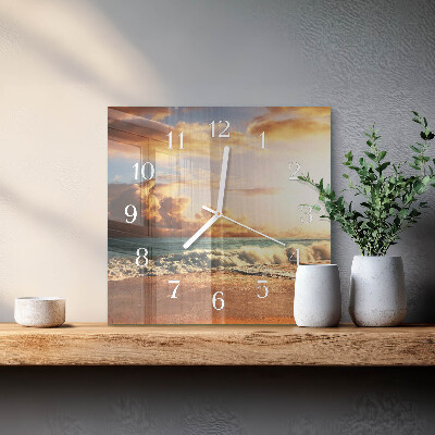 Horloge carrée en verre Côte de sable