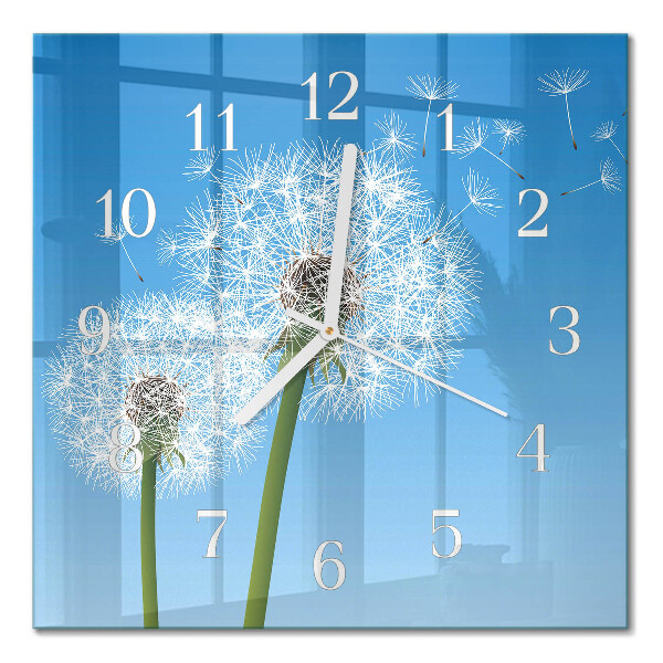 Horloge carrée en verre Pissenlit
