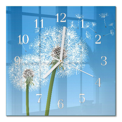 Horloge carrée en verre Pissenlit