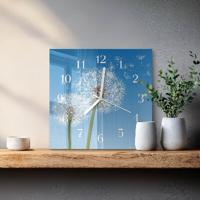 Horloge carrée en verre Pissenlit
