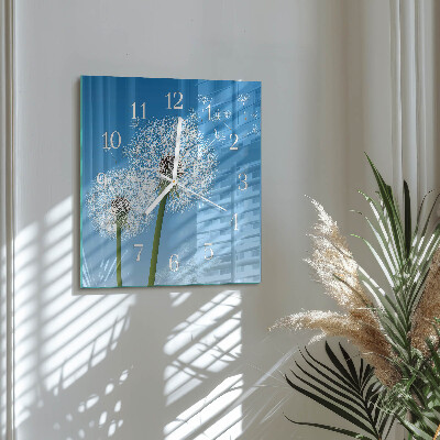 Horloge carrée en verre Pissenlit