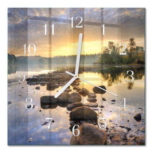 Horloge murale carrée Lac natura