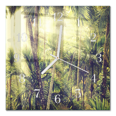 Horloge carrée en verre Palmiers