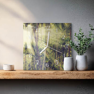 Horloge carrée en verre Palmiers